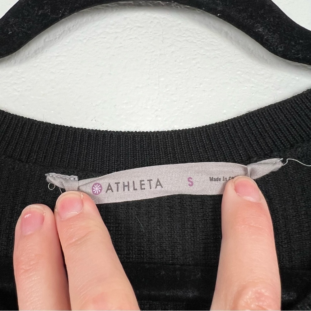 Athleta Waffle Knit Sweater Black Sz S - Picture 2 of 6